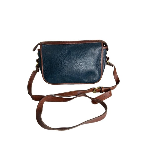 Vintage Coach Brown & Navy Pebbled Leather Crossbody Bag With Zipper Closures & - Picture 2 of 11